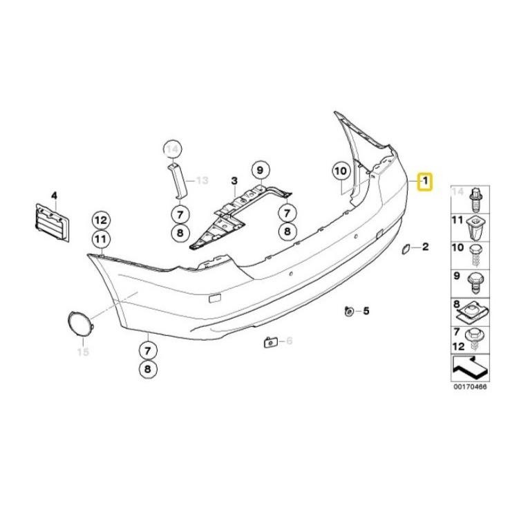 BMW Genuine Rear Bumper For 3 Series E90 LCI - 2007-2011 - 51127202706