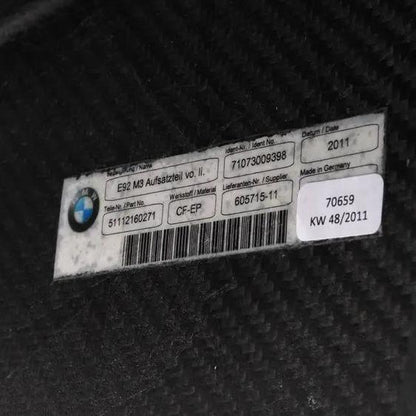 BMW Genuine M Performance Carbon Fibre Front Trim E92 M3 - 51112160271 / 72