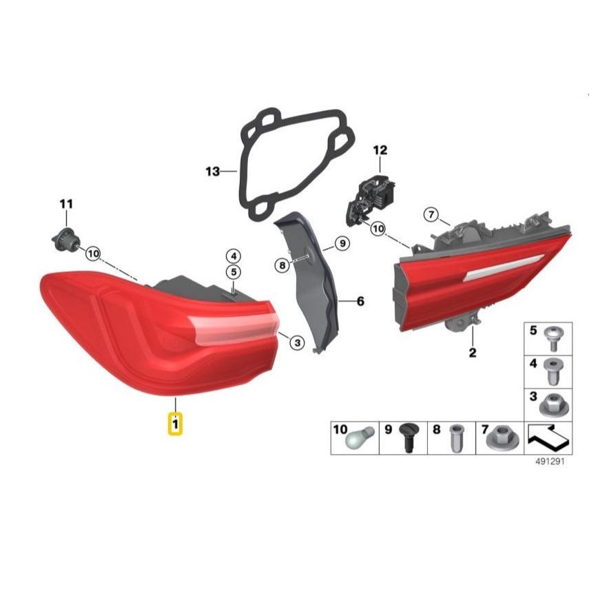 BMW Genuine Left Side Rear Tail Light For X2 F39 - 63217420737