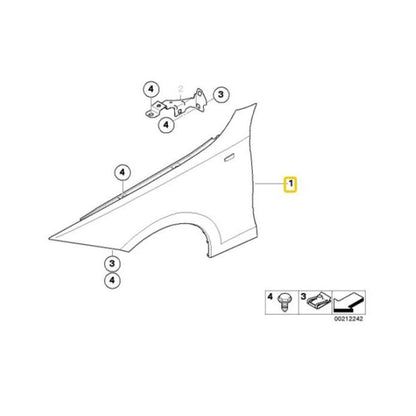 BMW Genuine Front Left Side Panel For 3 Series E90 / E91 - 41357135679