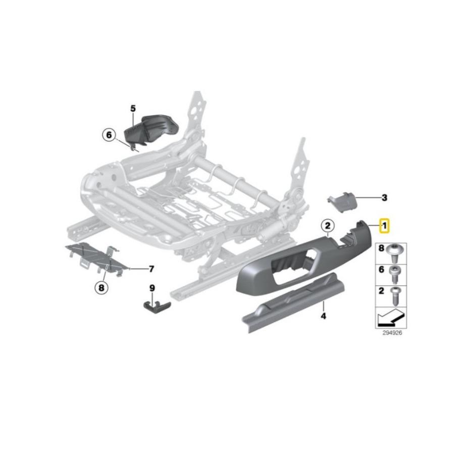 BMW Genuine Outer Right Seat Trim For 1/2/3/4 Series - 52107293578