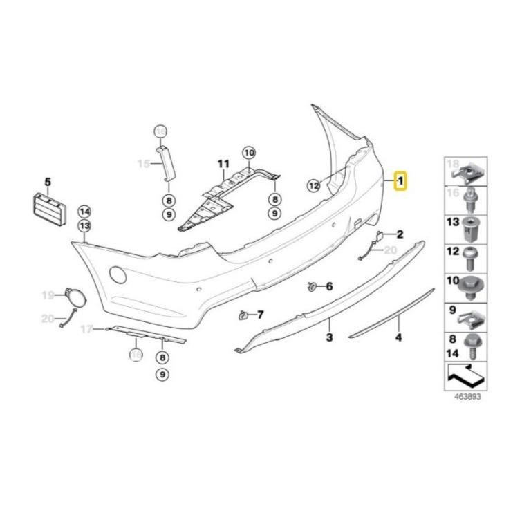 BMW Genuine Rear Bumper For 3 Series E90/E90 LCI - 2004-2011 - 51128041139