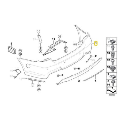 BMW Genuine Rear Bumper For 3 Series E90/E90 LCI - 2004-2011 - 51128041139