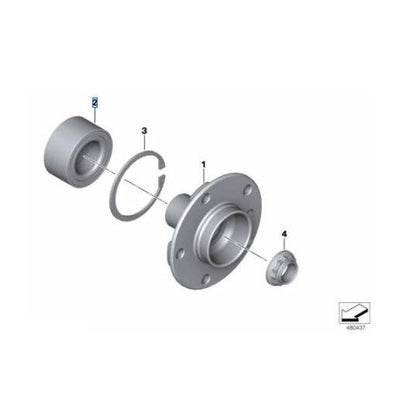 BMW DIAGRAM 3/4 Series Rear Wheel Bearing - 33416792361, compatible with F30, F31, F34 GT, F32, F33, and F36 models.