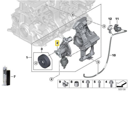 BMW Genuine Water / Coolant Pump For 1-7 Series X3/X4 - 11518638026