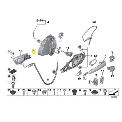 BMW Genuine Front Left Door Lock Catch Unit Mechanism RHD - 51217202145