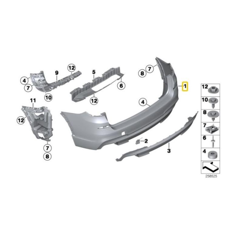 BMW Genuine Rear Bumper For X3 F25 - 2009-2017 - 51128056245