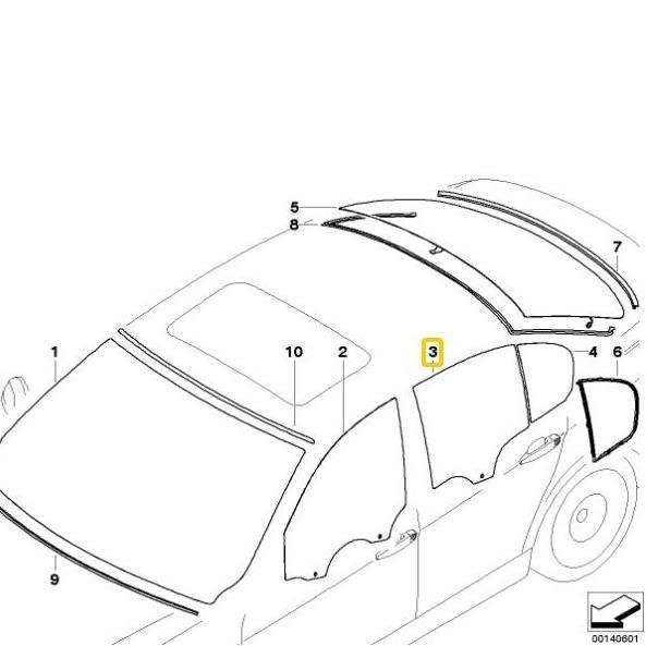 BMW 3 Series E90 Left Hand Rear Door Glass - Auto Classic Parts