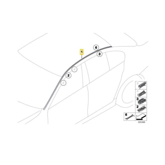 BMW Genuine Roof Molding Prime Coated Right Side For 5 Series F10 - 51137362460