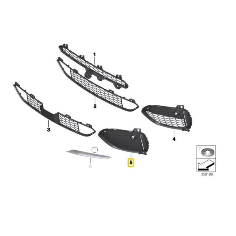 BMW Genuine X5 F15 Left Side Grille Closed - 51118064635