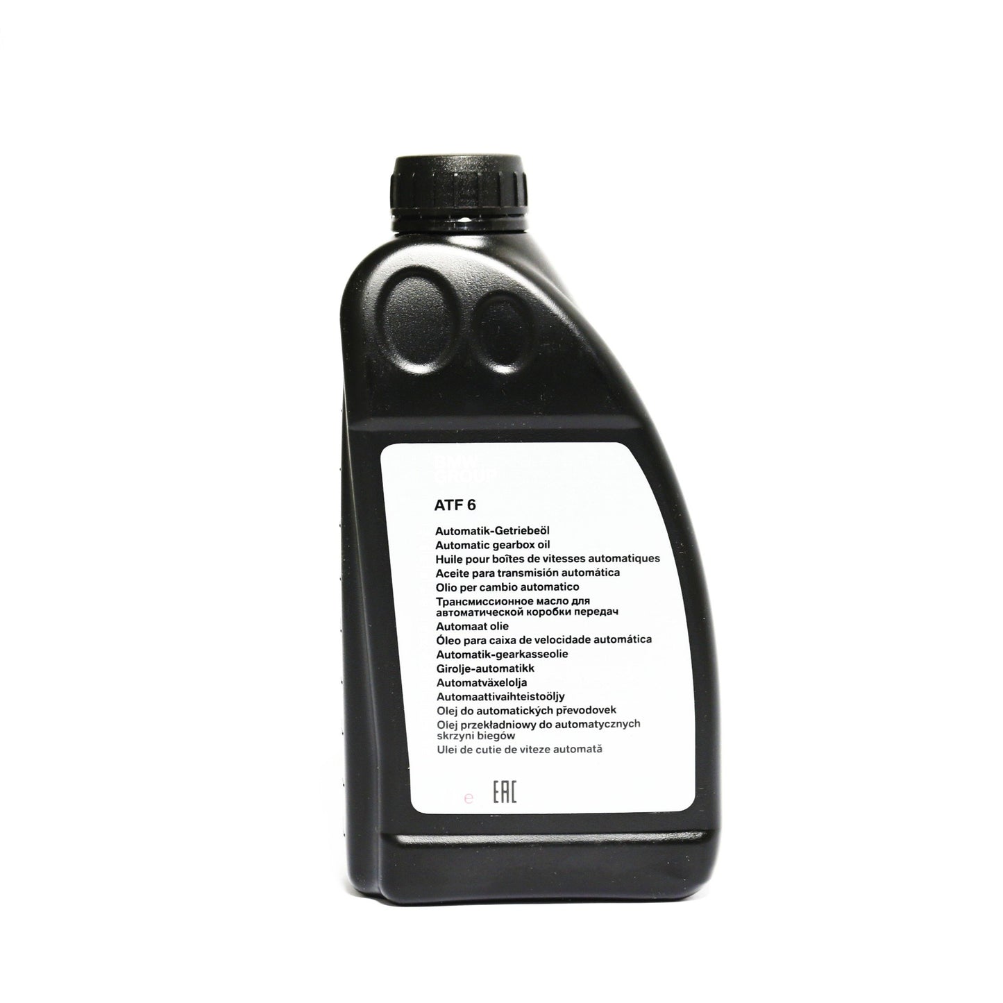 a bottle of BMW ATF 6 transmission oil (83222355599) with the BMW logo visible on a white background.