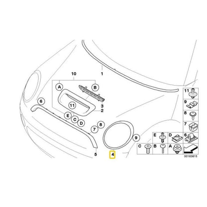 MINI Genuine Trim Ring For Front Left Healight - 51137149905