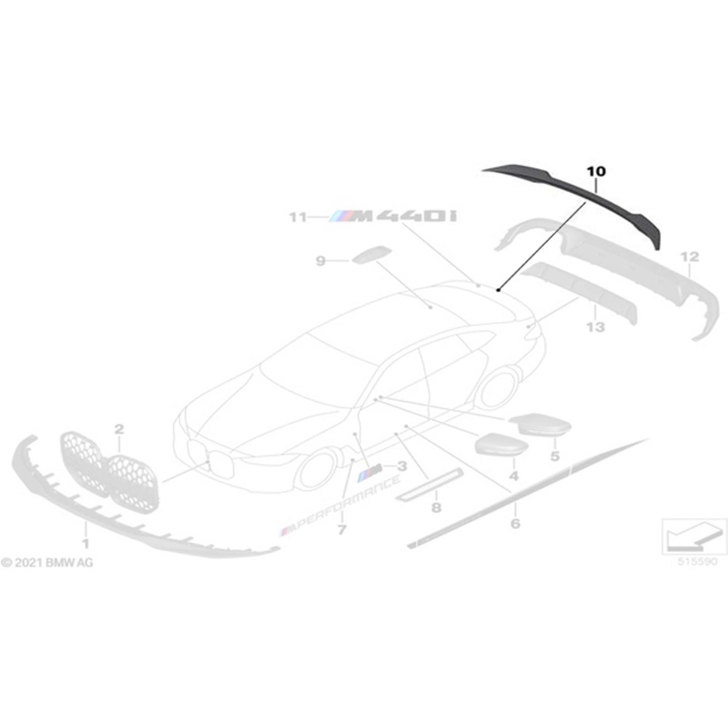 BMW Genuine Carbon Fibre Spoiler For 4 Series / i4 - 51195A36997