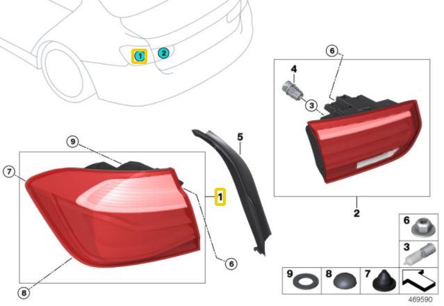 BMW F30 LCI LH Tail Light - 63217456519 with real OEM BMW parts from Euro Parts Australia, the trusted supplier of European car parts, OEM BMW parts, and accessories