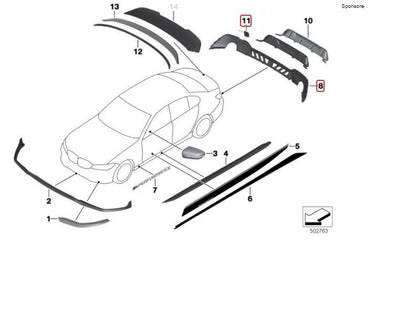 BMW Genuine M Performance Rear Diffuser Trim For 3 Series G20/G21 - 51192455856