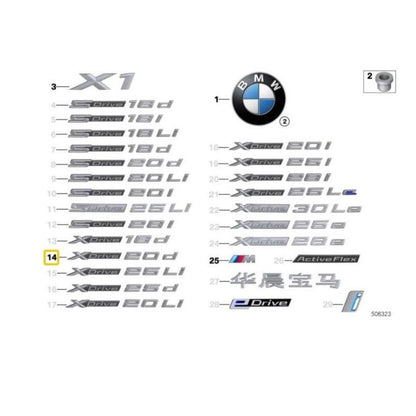 BMW Genuine X Drive 20d Badge For X1 F48 - 51147406675