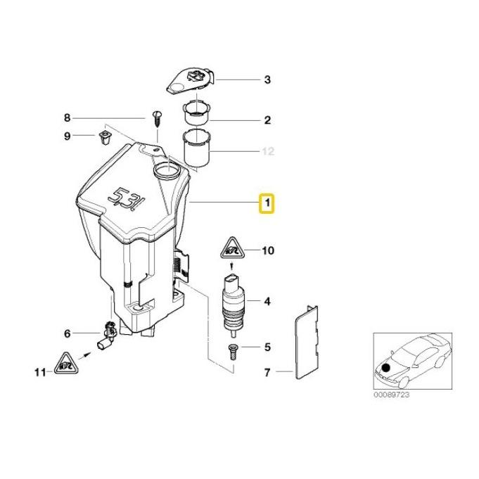 BMW Genuine Winshield Cleaning Bottle/Container For 3/Z4  - 61667007970