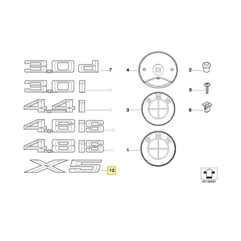 BMW Genuine X5 Badge For X5 E53 / E70 / E70 LCI - 51148402675