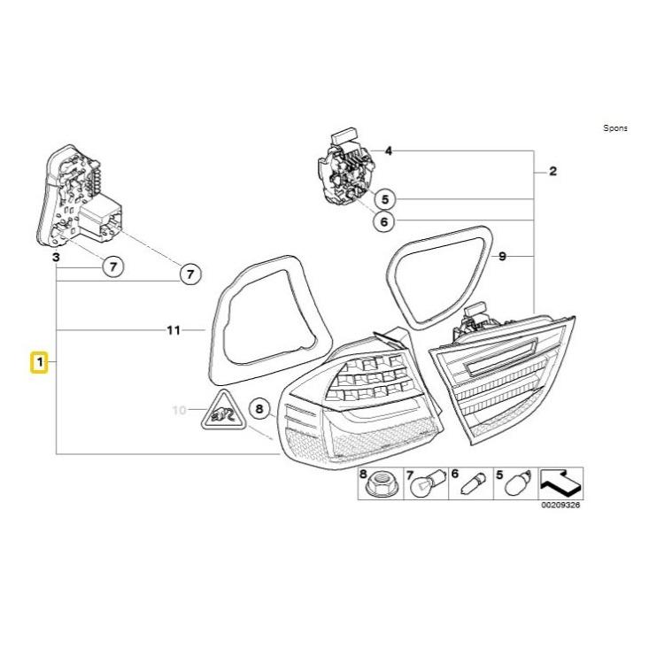 BMW Genuine Rear Left Side LCI / LED Tail Light For 3 Series E90 - 63217289425