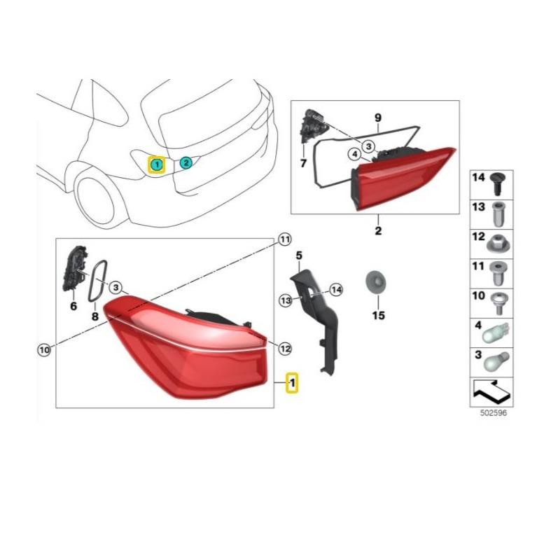 BMW Genuine Rear Left Side Tail Light For X1 F48 - 63217488545