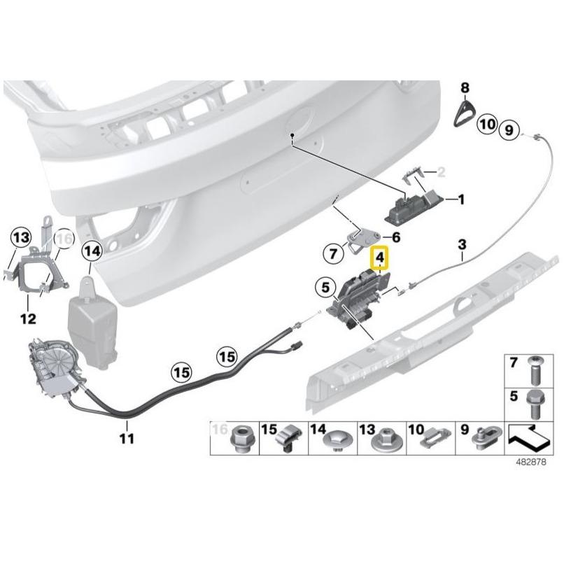 BMW Genuine Trunk Boot Lid Tailgate Latch For Series 3/4/5/X3/X4 - 51247269544