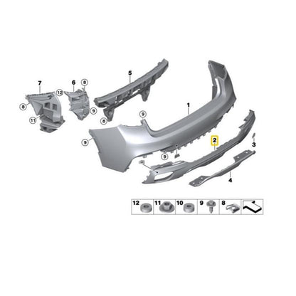 BMW Genuine M Trim Rear Bumper Panel For X6 F16 - 2013-2019 - 51128065899