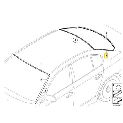 BMW Genuine Rear Upper Windshield Rubber Moulding Seal Trim 5 Series E60 - 51317027916