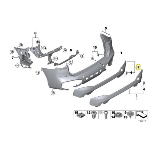 BMW Genuine Rear Bumper Trim For X1 F48 - 51128072777