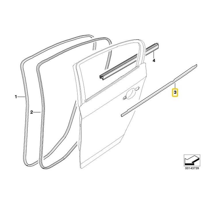 BMW Genuine Rear Left Door Outer Weatherstrip Molding For 3 Series E90 - 51357220189