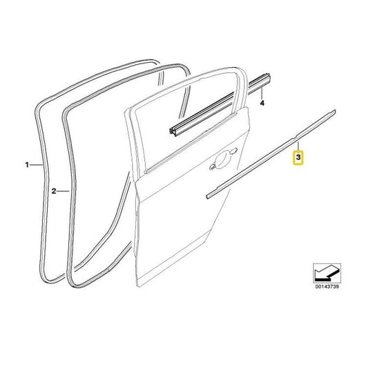 BMW Genuine Rear Left Door Outer Weatherstrip Molding For 3 Series E90 - 51357220189