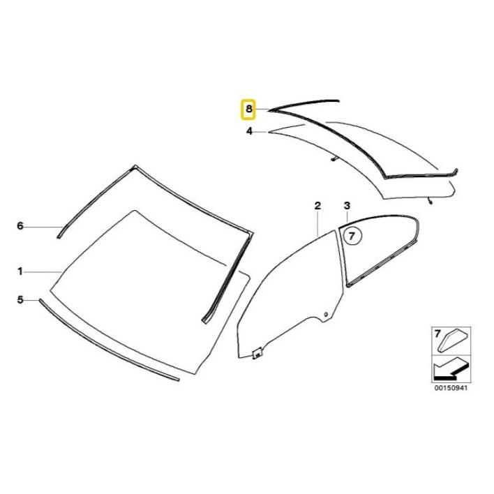 BMW Genuine Rear Window Weather Strip Rubber Trim Piece - 51317119713