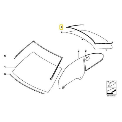 BMW Genuine Rear Window Weather Strip Rubber Trim Piece - 51317119713