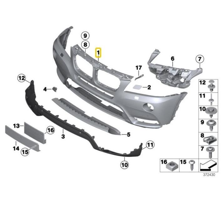 BMW Genuine Front Bumper For X3 F25 - 2009-2017 - 51117261188