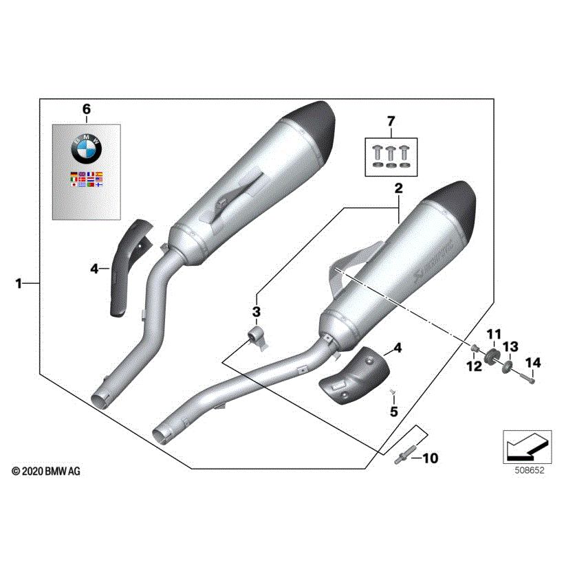 BMW Genuine Akrapovic Silencer Exhaust For K 1600 GT, GTL - 77118356974